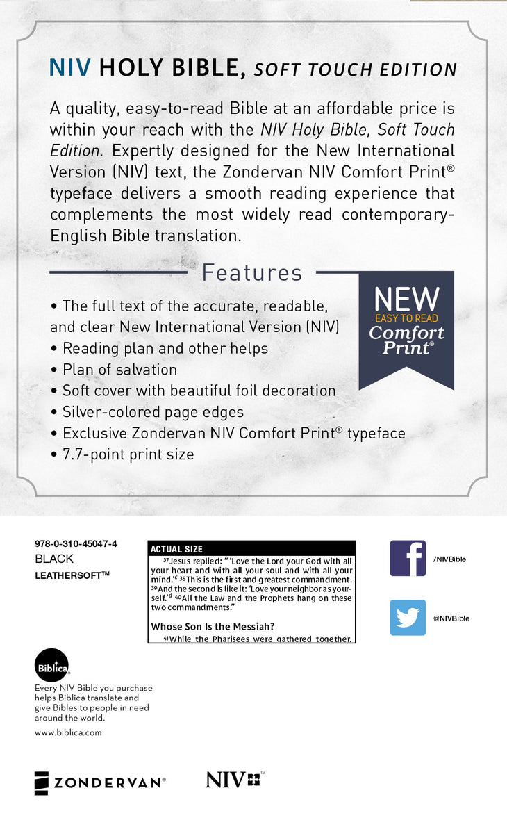 NIV, Holy Bible, Soft Touch Edition, Comfort Print