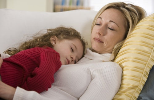 Woman and child sleeping