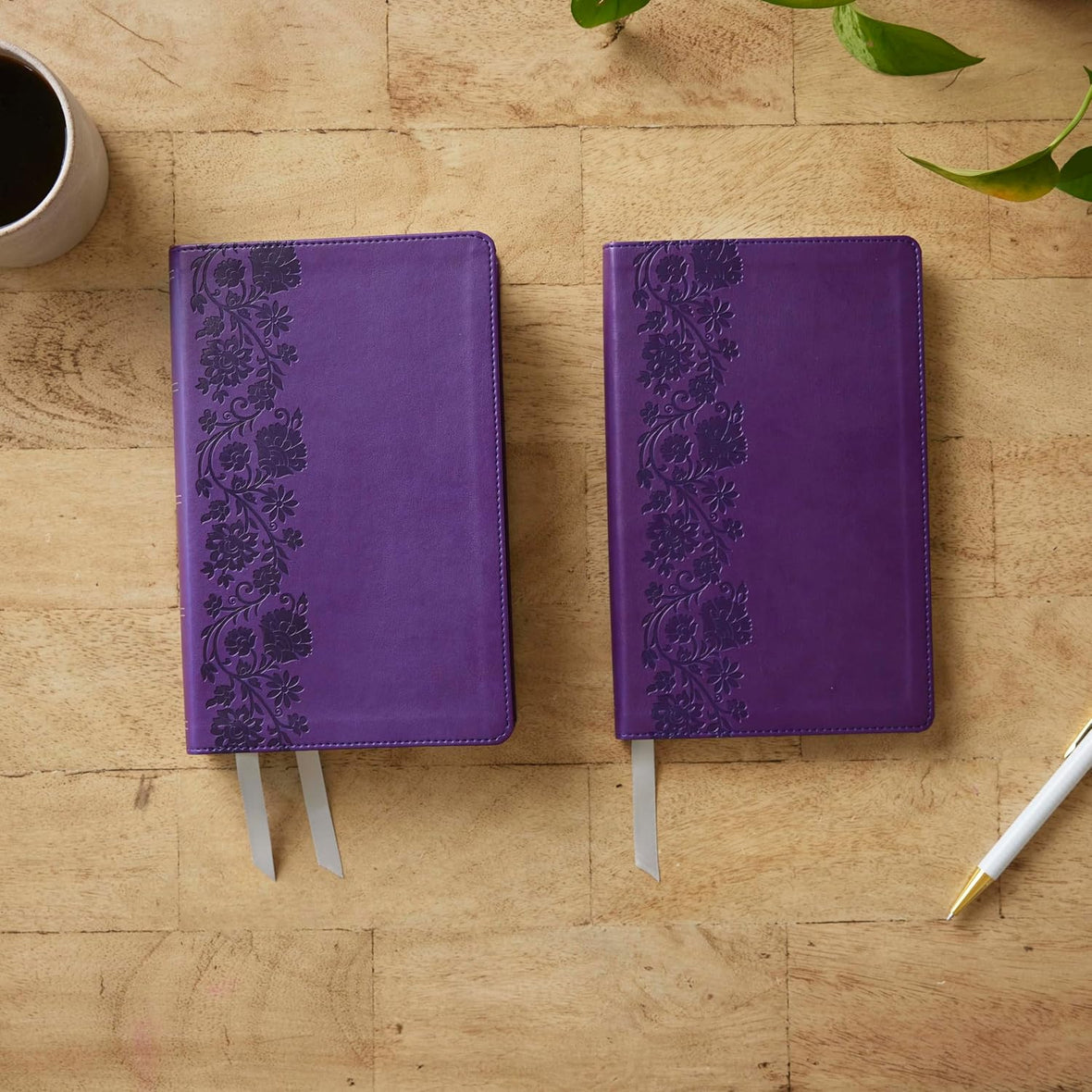 NKJV Bible + Journal Set: Personal Size, Large Print Bible with Cross-References, Purple Leathersoft