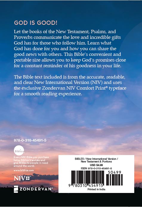 NIV, God's Gift New Testament with Psalms and Proverbs, Pocket-Sized, Paperback, Case of 64, Comfort Print