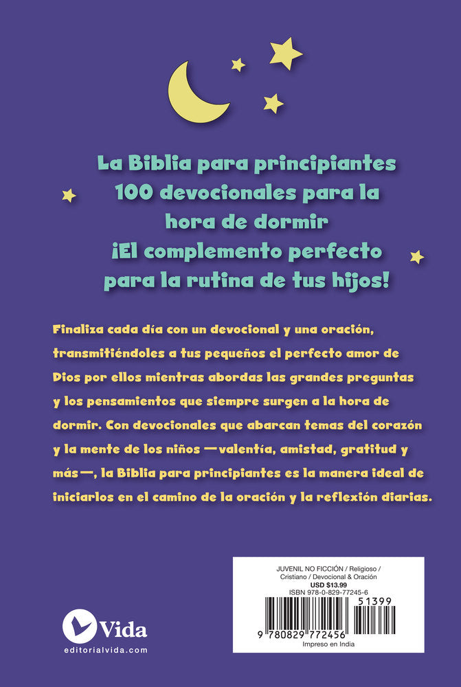 La Biblia para principiantes, 100 devocionales para la hora de dormir: Pensamientos y oraciones para finalizar el día