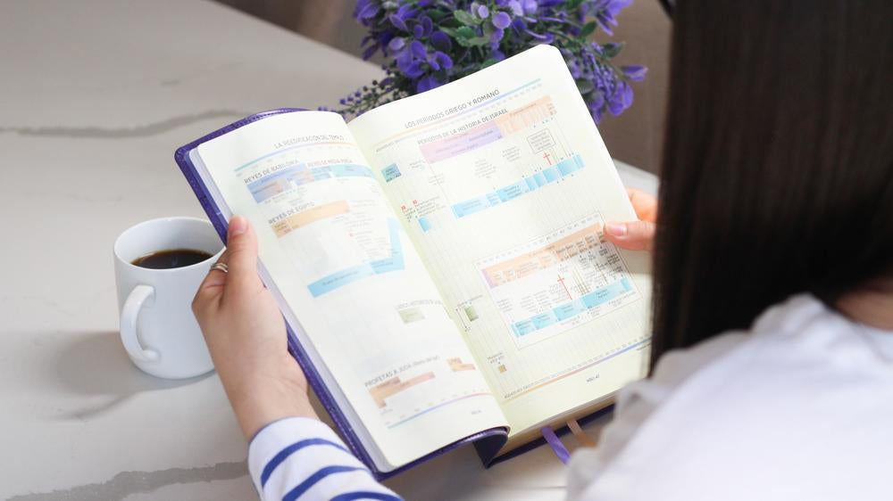 NBLA, Nueva Biblia para el estudio inductivo, Leathersoft, Interior a dos colores, Morado, Comfort Print