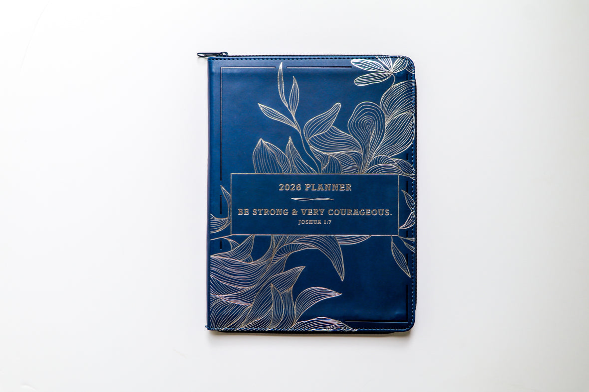 2026 NKJV 16-Month Scripture Planner, Zippered Leathersoft, Navy