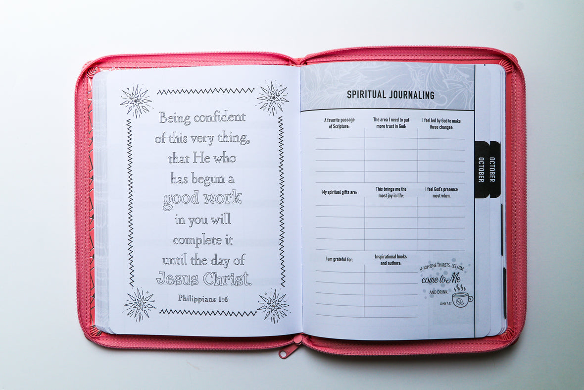 2026 NKJV 16-Month Scripture Planner, Zippered Leathersoft, Pink, The Lord Is My Light