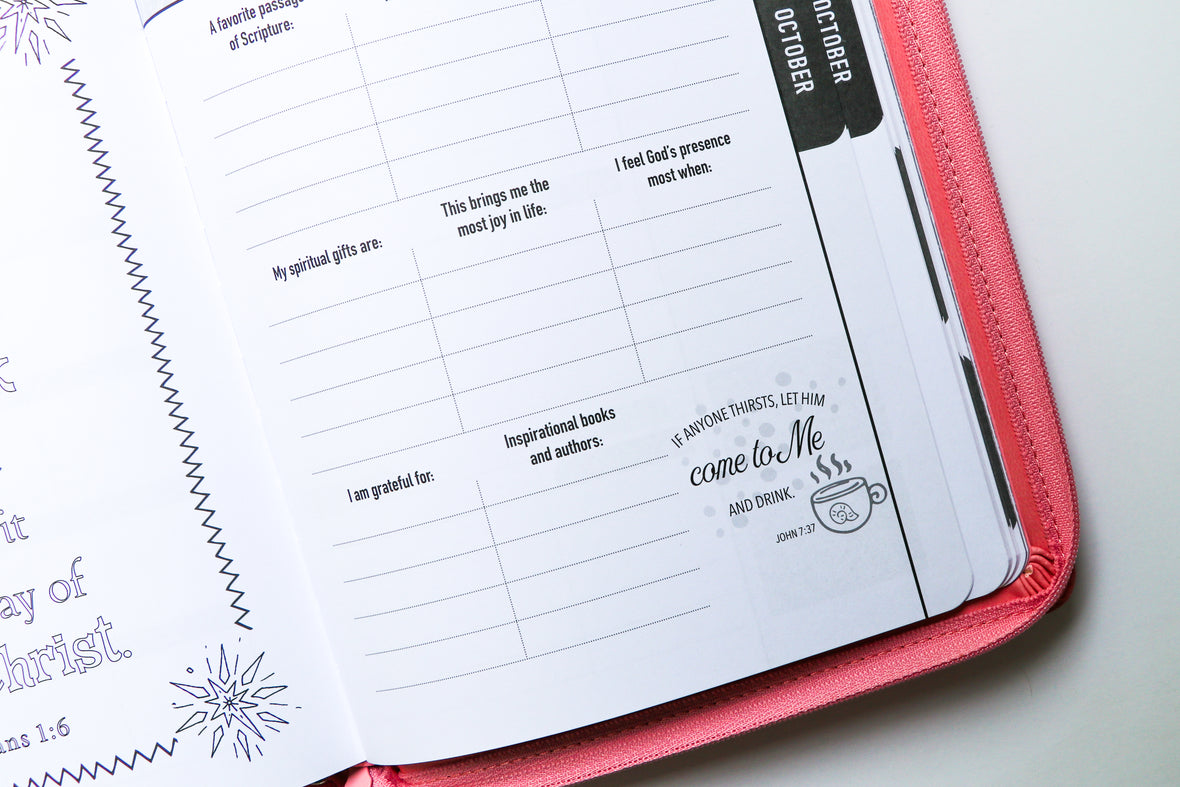 2026 NKJV 16-Month Scripture Planner, Zippered Leathersoft, Pink, The Lord Is My Light