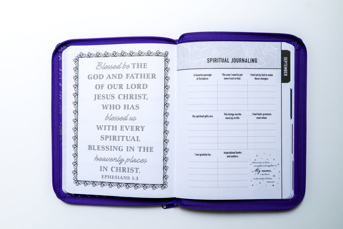 2026 NKJV 16-Month Scripture Planner, Zippered Leathersoft, Purple, Walk by Faith