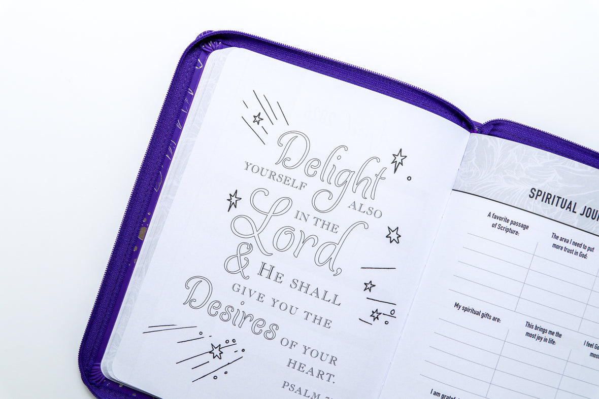 2026 NKJV 16-Month Scripture Planner, Zippered Leathersoft, Purple, Walk by Faith