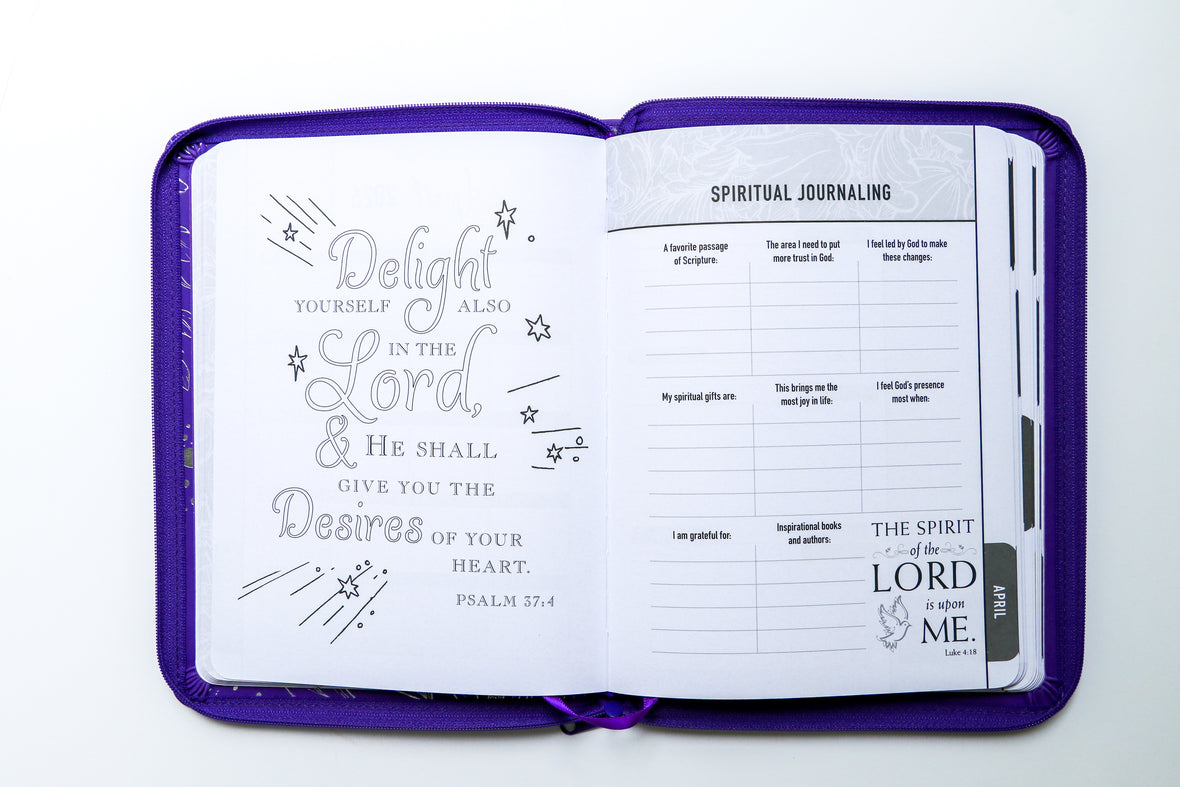 2026 NKJV 16-Month Scripture Planner, Zippered Leathersoft, Purple, Walk by Faith