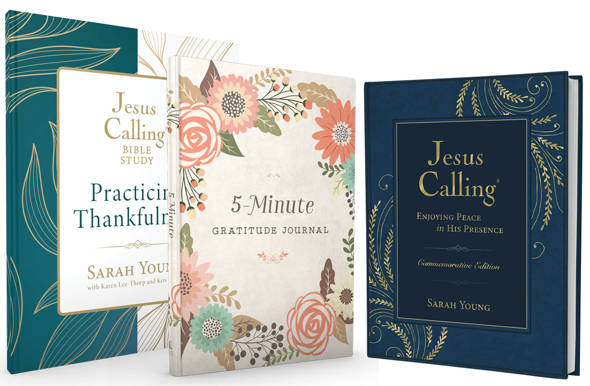 Jesus Calling Practicing Thankfulness Study Guide + Commemorative Edition + Gratitude Journal (Premium Bundle)