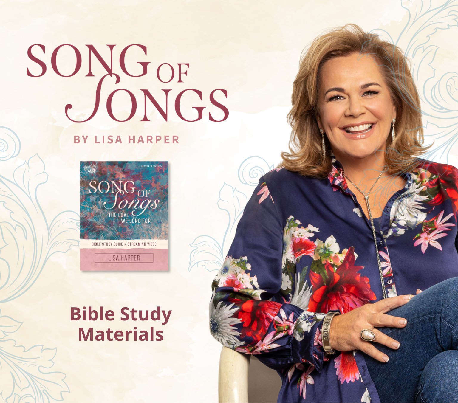 Book cover of 'Song of Songs' by Lisa Harper with a woman sitting and smiling.