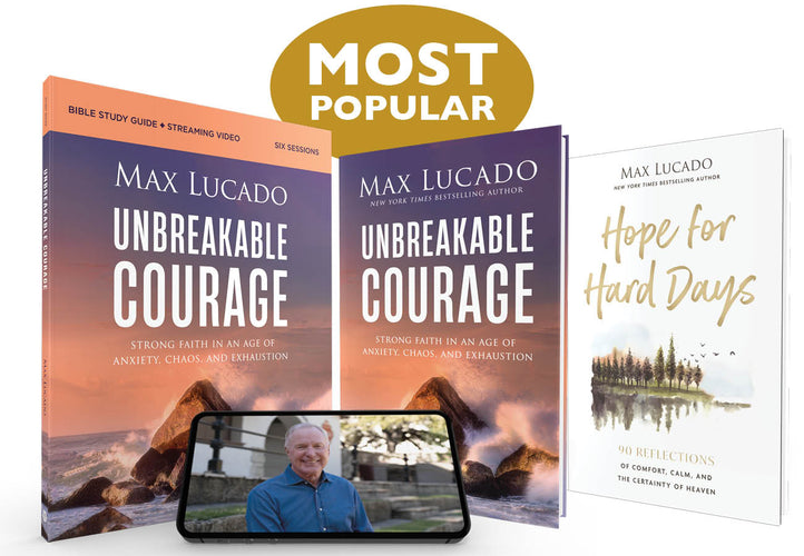 Unbreakable Courage  Study Guide + Book + Hope for Hard Days Devotional Premium Bundle