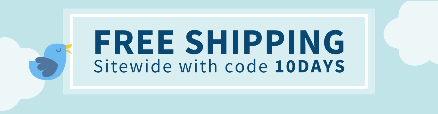 Free shipping promotion with a code on a light blue background