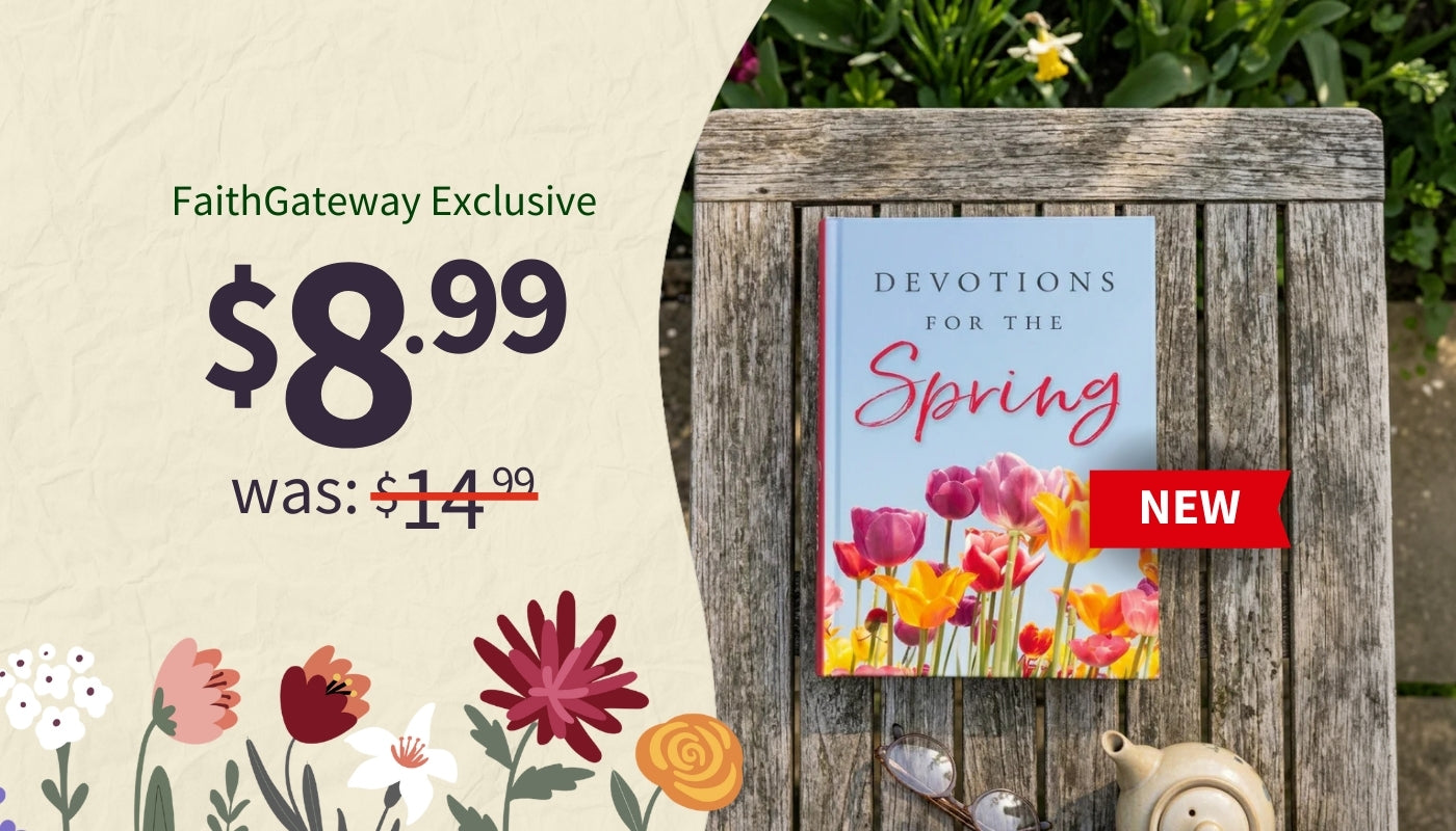 Spring-themed book with flowers and a price tag on a wooden surface