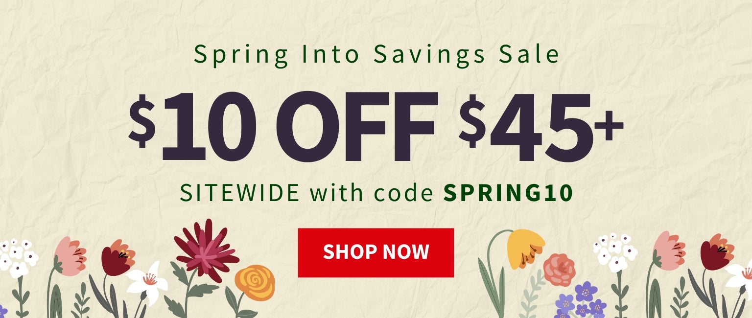 Promotional banner for a spring sale with flowers on a beige background