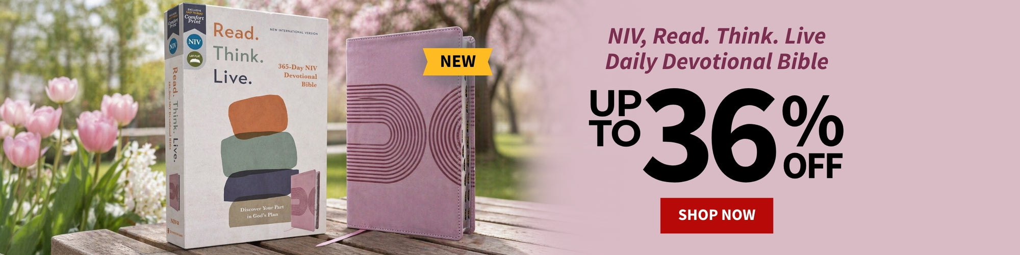 NIV, Read. Think. Live Daily Devotional Bible up to 36% off - Shop Now