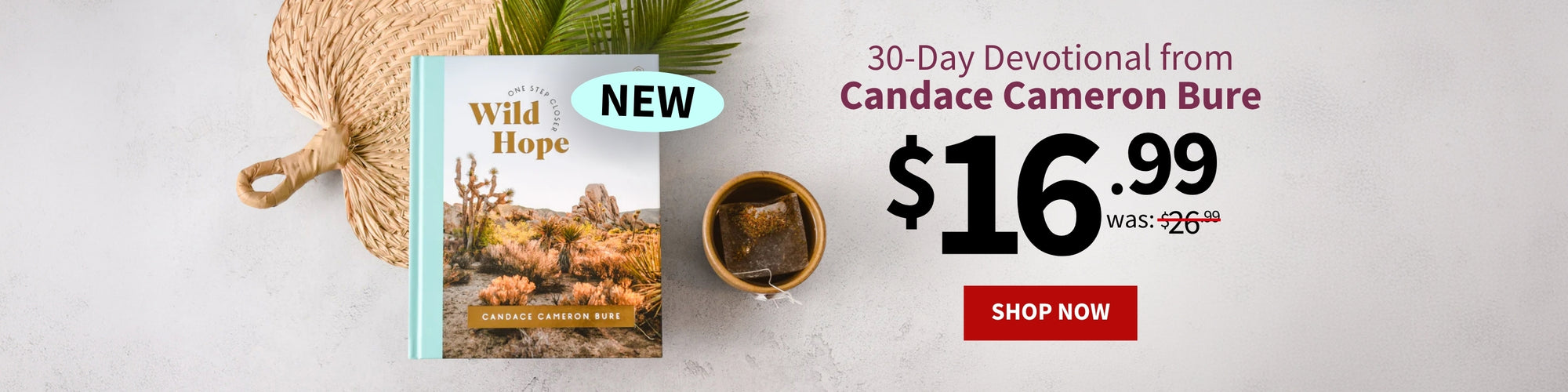 Book titled 'Wild Hope' by Candace Cameron Bure with a promotional banner on a light background