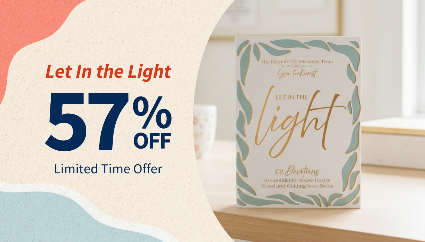 Promotional banner with 'Let in the Light' product and 57% off offer on a decorative background.