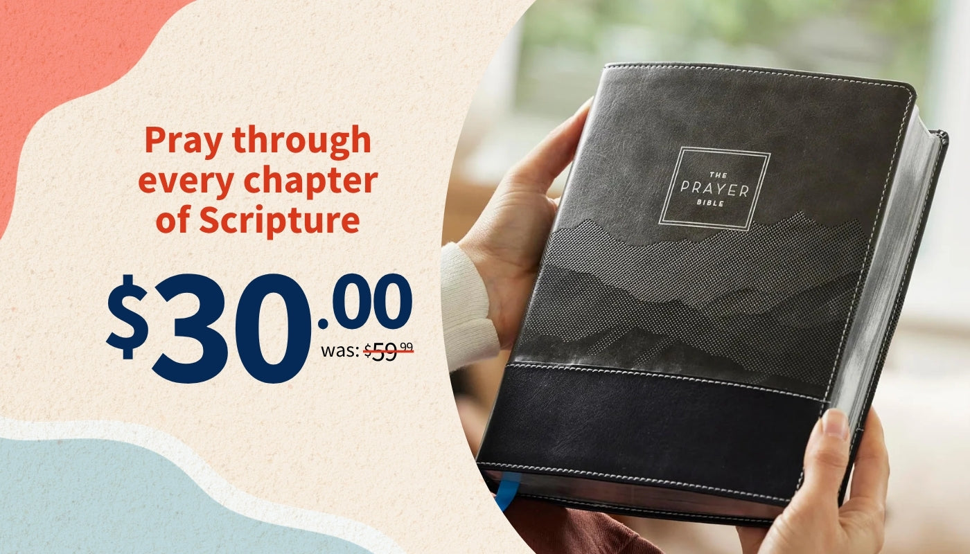 Person holding a prayer book with promotional text about a price reduction.