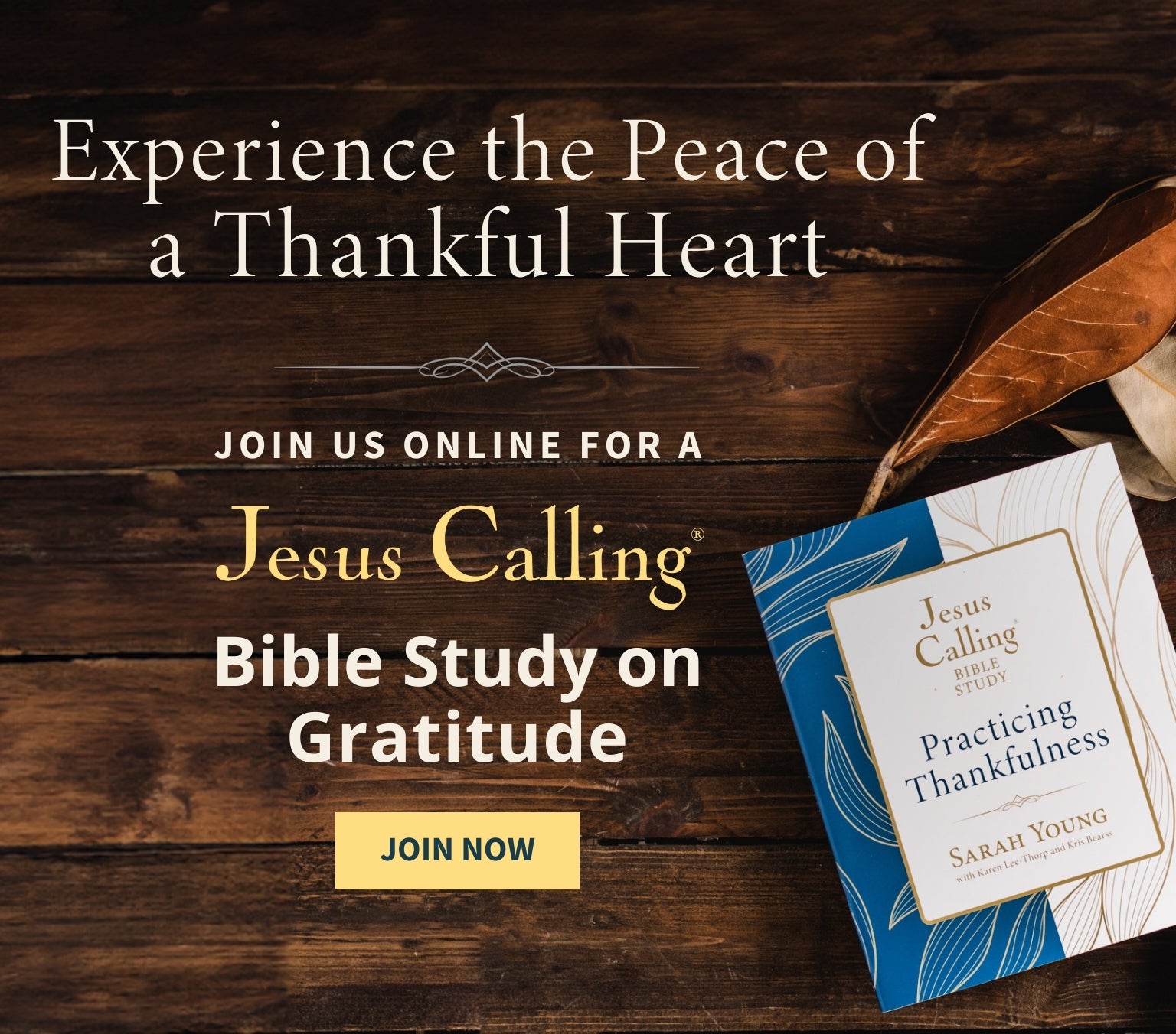 Experience the Peace of a Thankful Heart, Join Us Online for a Jesus Calling Bible Study on Gratitude, Join Now. 