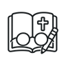 Bible icon with a cross and glasses
