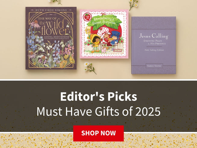 Three books on a beige surface with 'Editor's Picks Must Have Gifts of 2025' text and 'Shop Now' button.