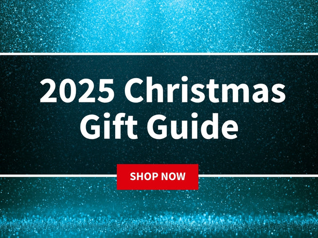 Promotional graphic for 2025 Christmas Gift Guide with a blue and black gradient background. 2025 Christmas Gift Guide - Shop Now