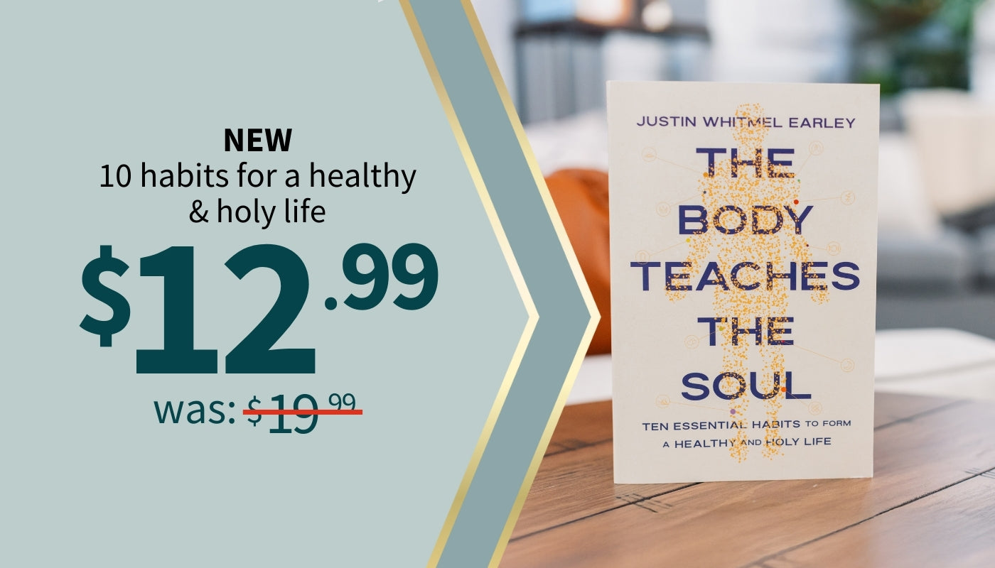 Book titled 'The Body Teaches the Soul' by Justin Whitmel Earley with a price tag on a blurred background.