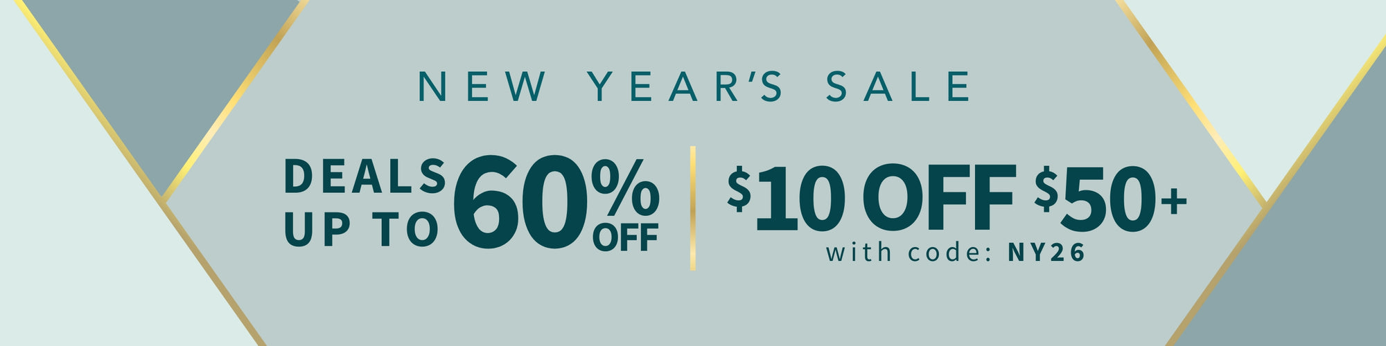 Promotional banner for New Year's Sale with discount information.