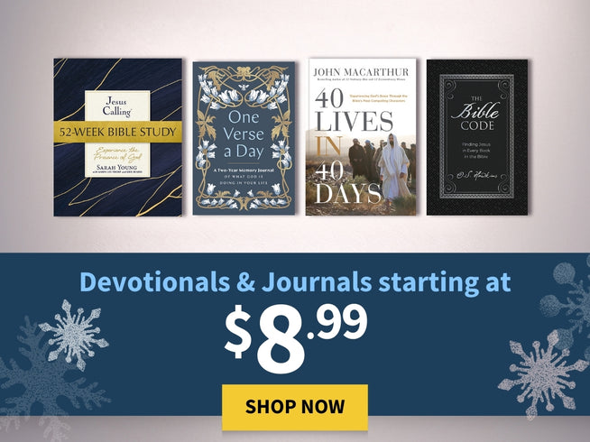 Promotional banner for devotional books with a 'Shop Now' button.