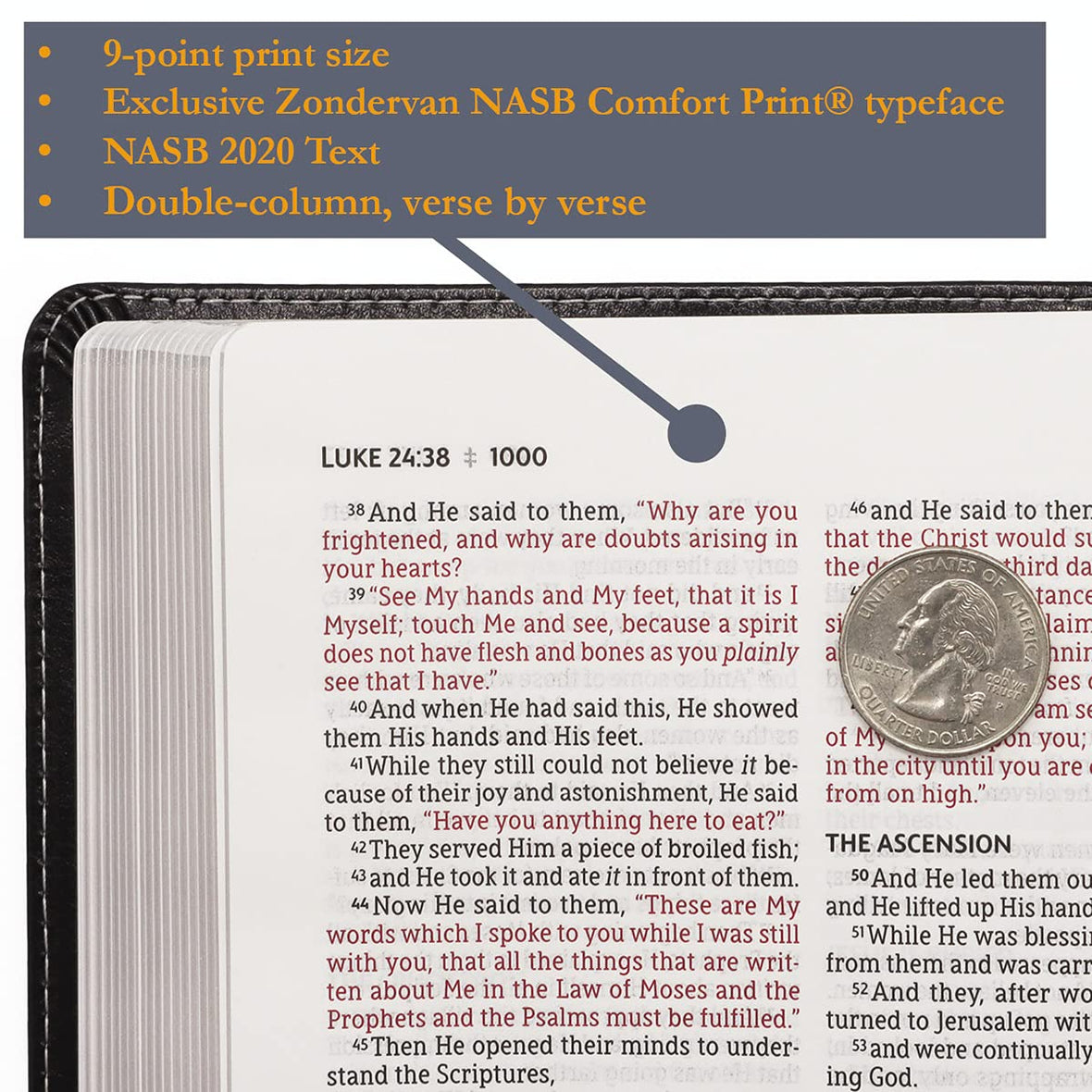 NASB, Thinline Bible, Red Letter Edition, 2020 Text, Comfort Print