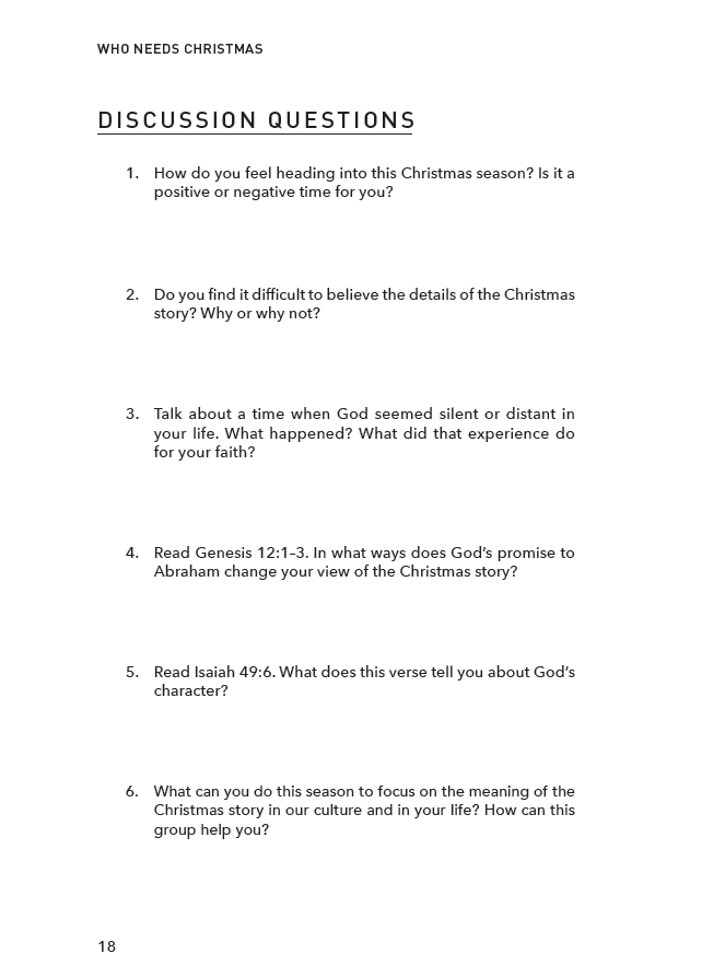 Who Needs Christmas Bible Study Guide