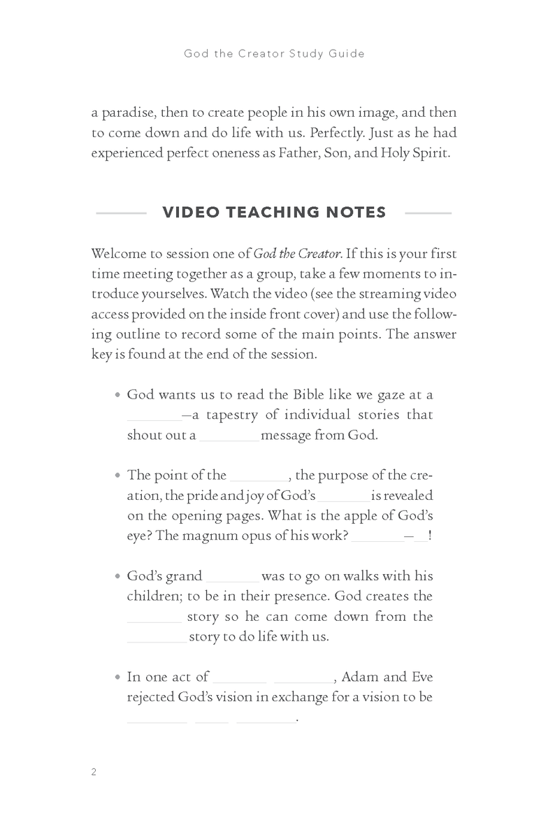 God the Creator Bible Study Guide plus Streaming Video: Our Beginning, Our Rebellion, and Our Way Back