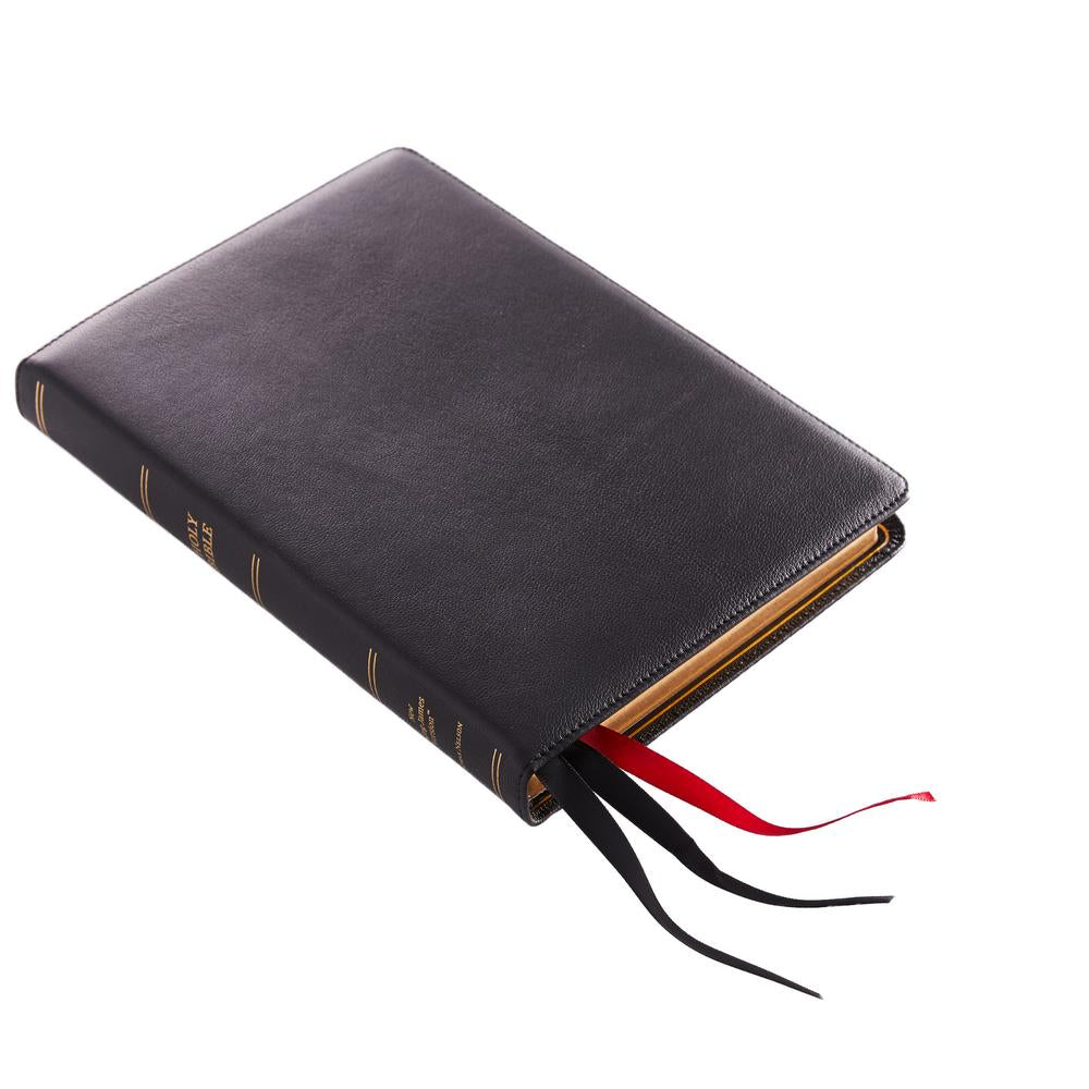 NKJV, Thinline Reference Bible, Large Print, Premium Goatskin Leather, Black, Premier Collection, Comfort Print: Holy Bible, New King James Version