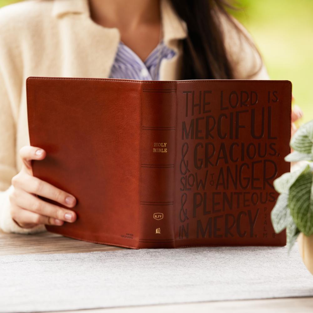 KJV, Journal Reference Edition Bible, Verse Art Cover Collection, Leathersoft, Brown, Red Letter, Comfort Print: Let Scripture Explain Scripture. Reflect on What You Learn.